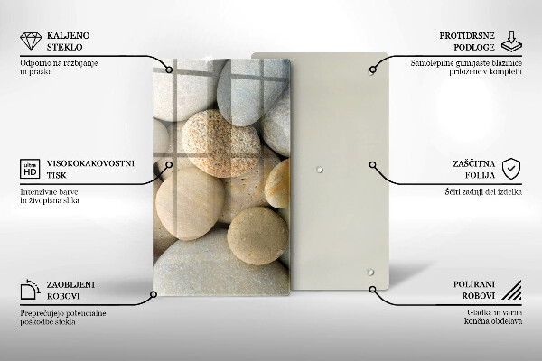 Placă din sticla protectie perete Model de pietre ovale