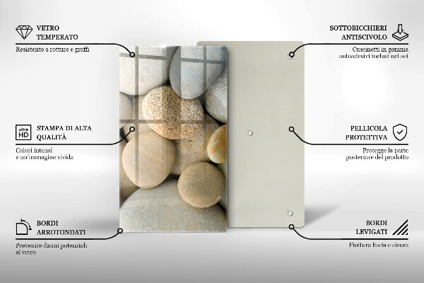 Placă din sticla protectie perete Model de pietre ovale