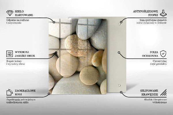 Placă din sticla protectie perete Model de pietre ovale