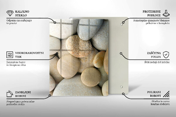 Placă din sticla protectie perete Model de pietre ovale