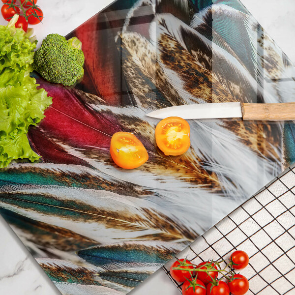 Placă din sticla protectie perete Pene de pasăre boho