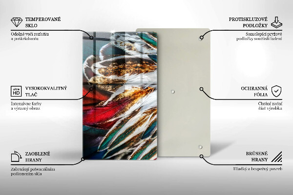 Placă din sticla protectie perete Pene de pasăre boho