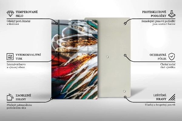 Placă din sticla protectie perete Pene de pasăre boho