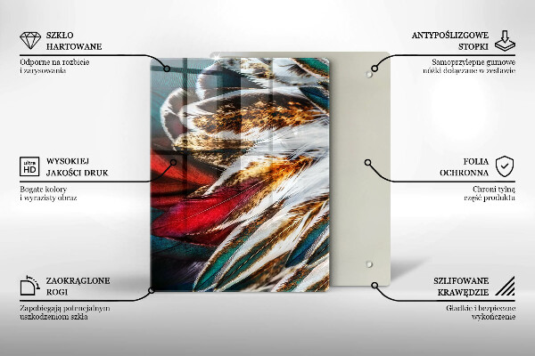 Placă din sticla protectie perete Pene de pasăre boho