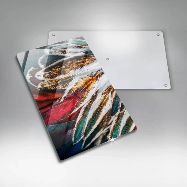 Placă din sticla protectie perete Pene de pasăre boho