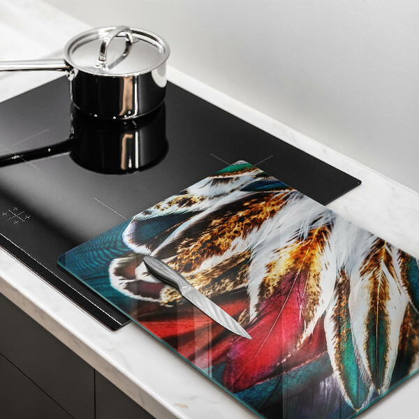 Placă din sticla protectie perete Pene de pasăre boho