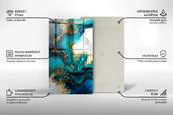 Placă protecție plita Abstracție turcoaz