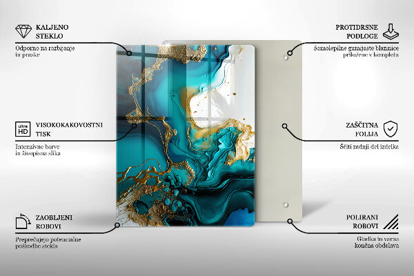 Placă protecție plita Abstracție turcoaz