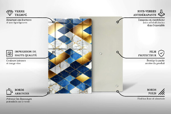 Placă protecție plita Romburi de marmură aurie