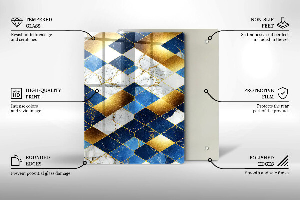 Placă protecție plita Romburi de marmură aurie