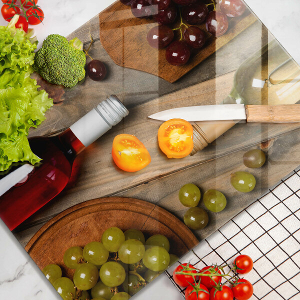 Placă protecție plita Sticle de vin și struguri