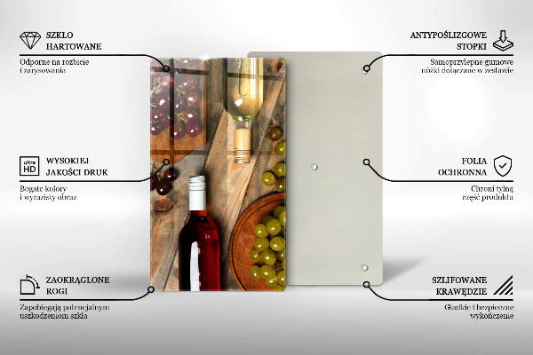 Placă protecție plita Sticle de vin și struguri