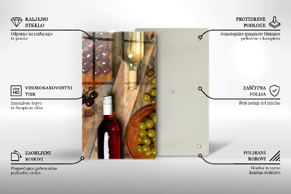 Placă protecție plita Sticle de vin și struguri