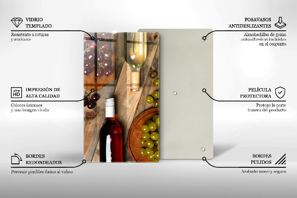 Placă protecție plita Sticle de vin și struguri