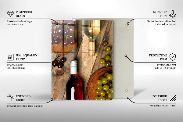 Placă protecție plita Sticle de vin și struguri