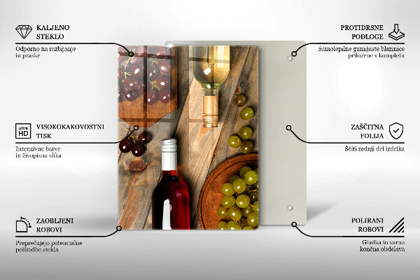 Placă protecție plita Sticle de vin și struguri
