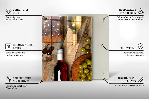 Placă protecție plita Sticle de vin și struguri