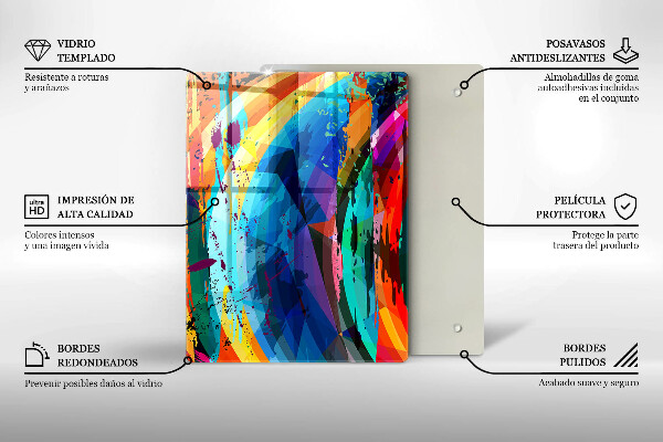 Placă din sticla protectie perete Pete de vopsea colorate