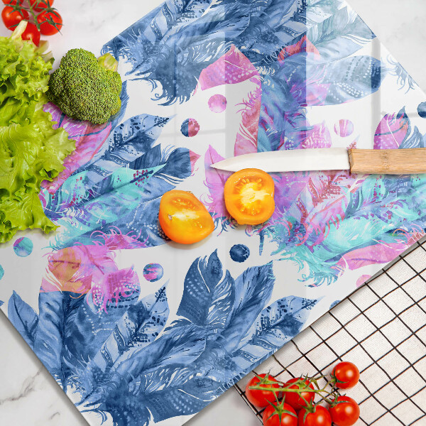 Placă din sticla protectie perete Ilustrație boho cu pene