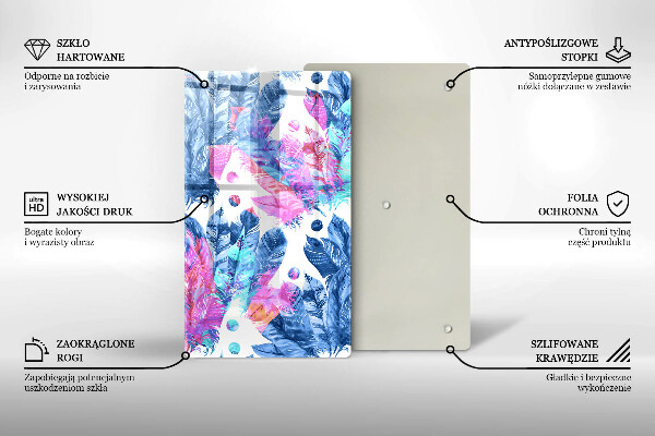 Placă din sticla protectie perete Ilustrație boho cu pene