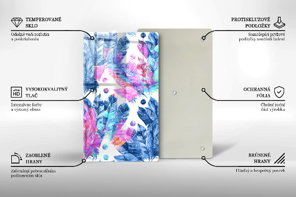 Placă din sticla protectie perete Ilustrație boho cu pene