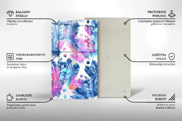 Placă din sticla protectie perete Ilustrație boho cu pene