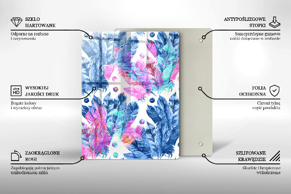 Placă din sticla protectie perete Ilustrație boho cu pene