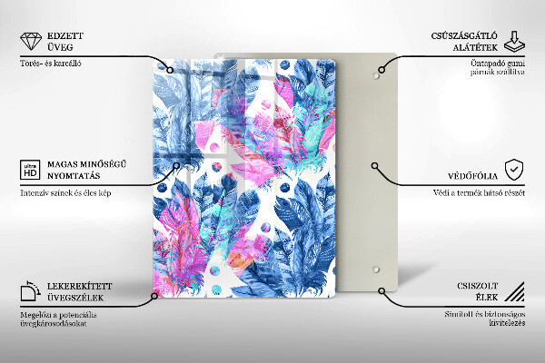 Placă din sticla protectie perete Ilustrație boho cu pene