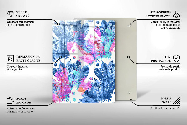 Placă din sticla protectie perete Ilustrație boho cu pene