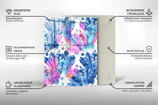 Placă din sticla protectie perete Ilustrație boho cu pene