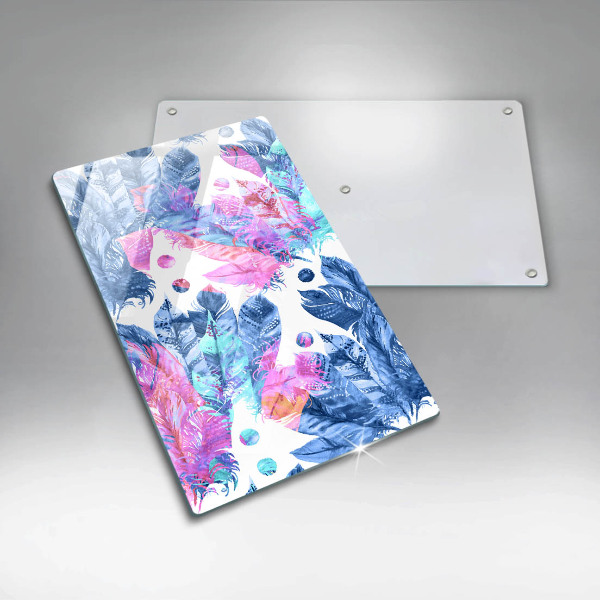 Placă din sticla protectie perete Ilustrație boho cu pene