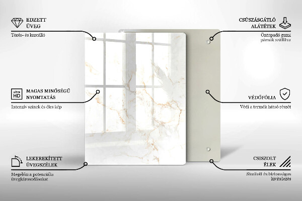 Placă din sticla protectie perete Piatra de marmura eleganta