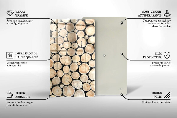 Placă din sticla protectie perete Trunchiuri de copaci din lemn