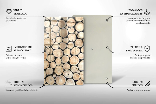 Placă din sticla protectie perete Trunchiuri de copaci din lemn