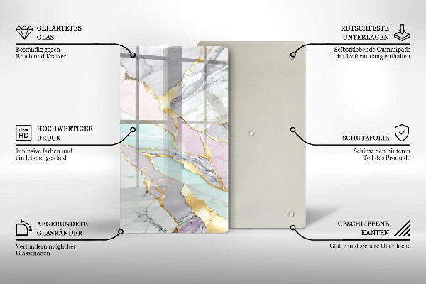 Placă din sticla protectie perete Marmură pastel
