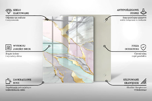 Placă din sticla protectie perete Marmură pastel
