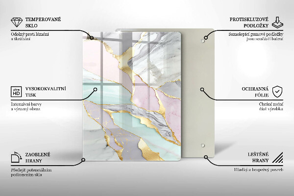 Placă din sticla protectie perete Marmură pastel