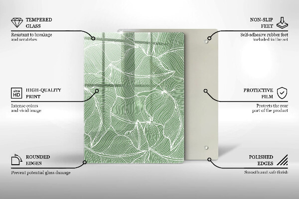 Placă din sticla protectie perete Frunze liniare