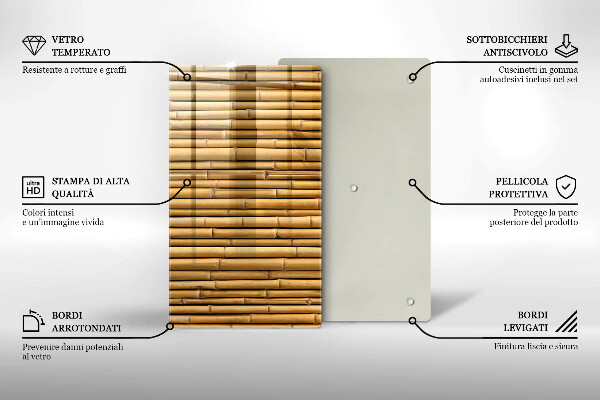 Placă din sticla protectie perete Natura boho bambus
