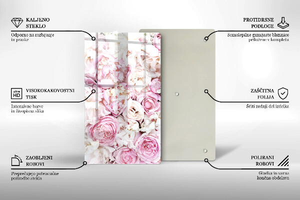 Placă din sticla protectie perete Buchet de bujor