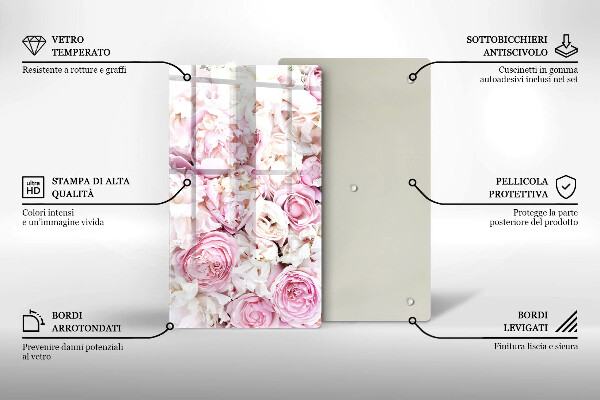 Placă din sticla protectie perete Buchet de bujor