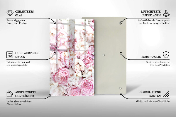 Placă din sticla protectie perete Buchet de bujor