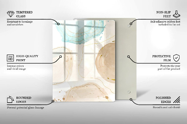 Placă din sticla protectie perete Pete boho și auriu