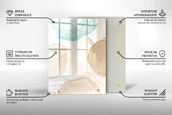 Placă din sticla protectie perete Pete boho și auriu