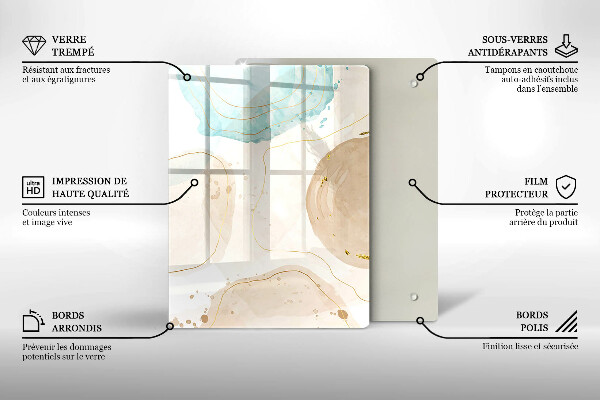 Placă din sticla protectie perete Pete boho și auriu