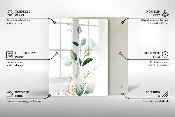 Placă din sticla protectie perete Acuarelă frunze