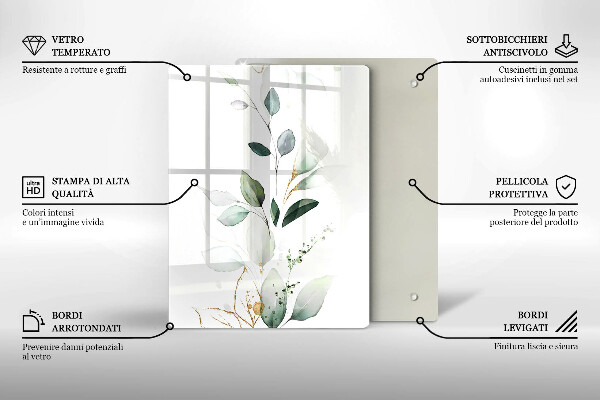 Placă din sticla protectie perete Acuarelă frunze