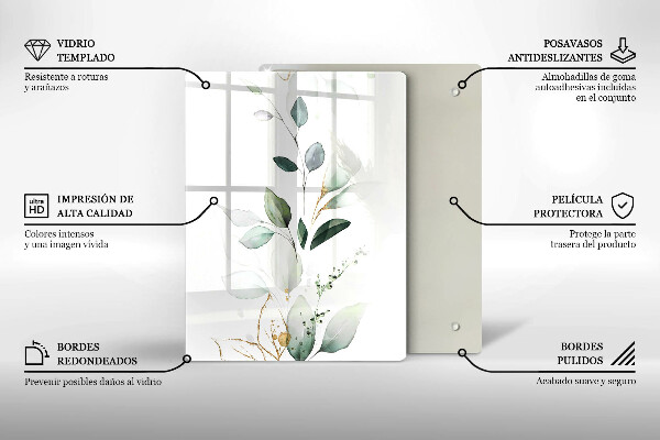 Placă din sticla protectie perete Acuarelă frunze