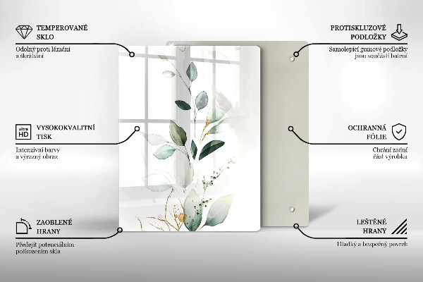 Placă din sticla protectie perete Acuarelă frunze