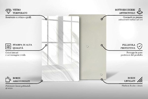 Placă din sticla protectie perete Marmură delicată